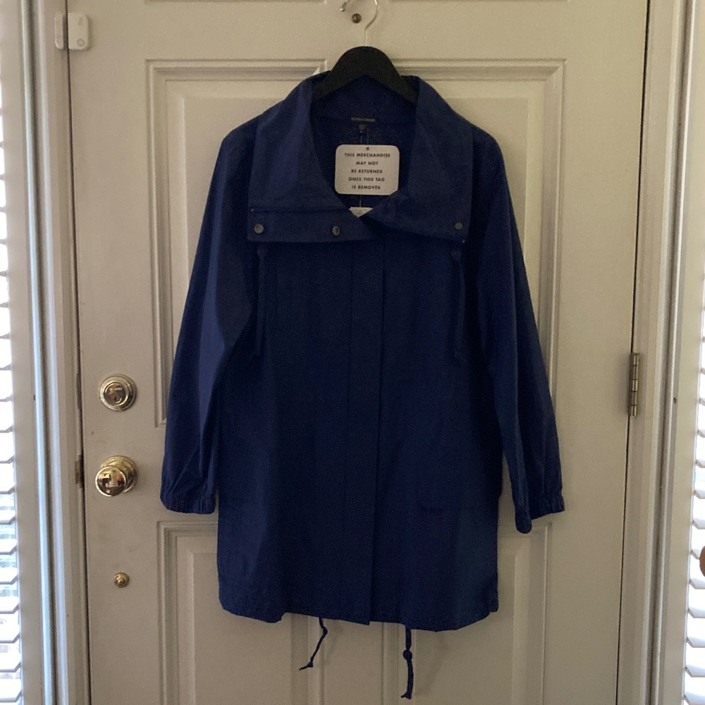Eileen Fisher Hi Collar Water Resistant Anorak/Cotton & Nylon/Sapphire/M/NWT!